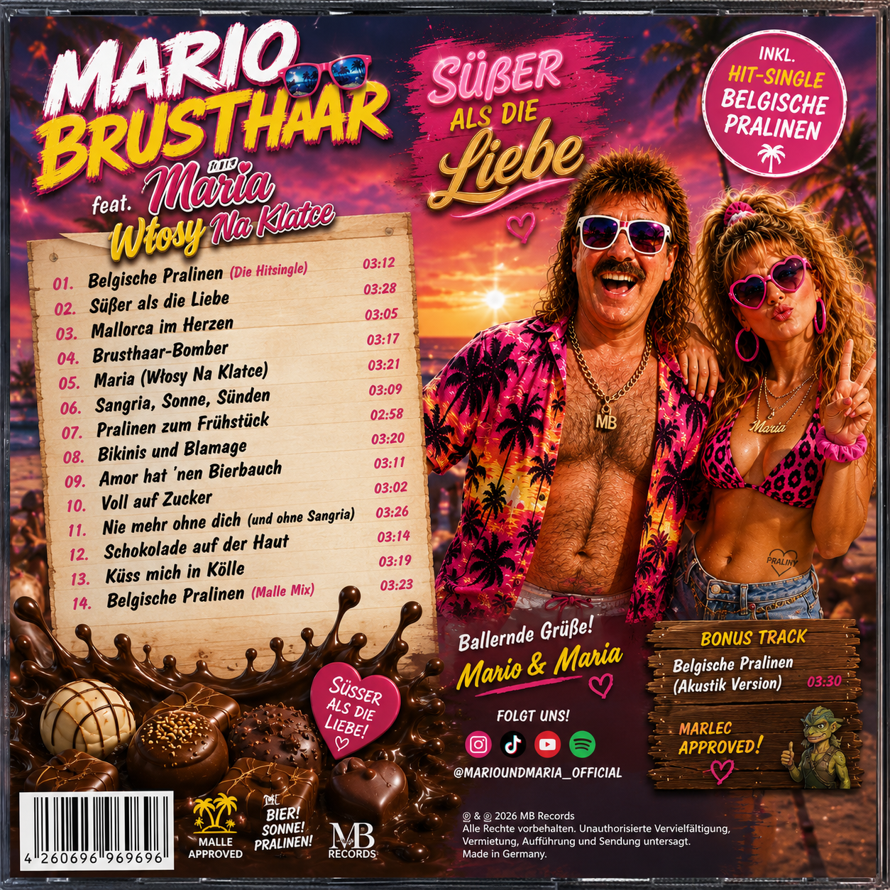 Rückseite des Albums mit Titelliste und Albuminformationen